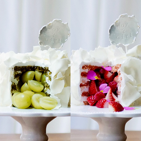 赤ちゃんの性別を、ご家族やご友人にサプライズでお披露目する「ジェンダーリビールケーキ」